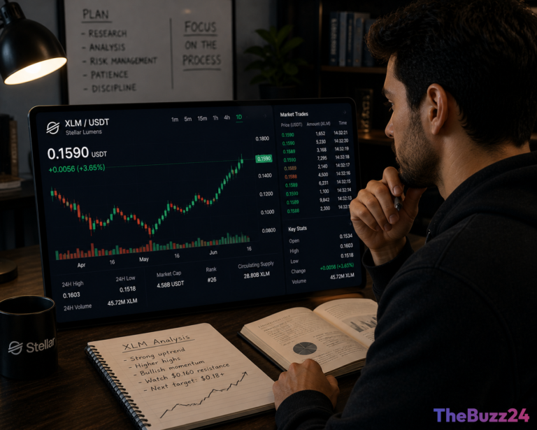 XLM stall near key levels as mixed signals keep traders on edge