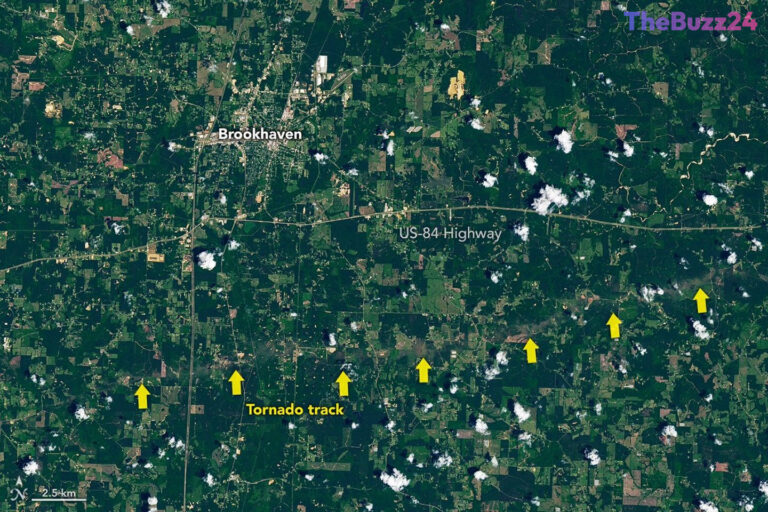 Satellite Imagery Reveals Destructive Path of Powerful Mississippi Tornado