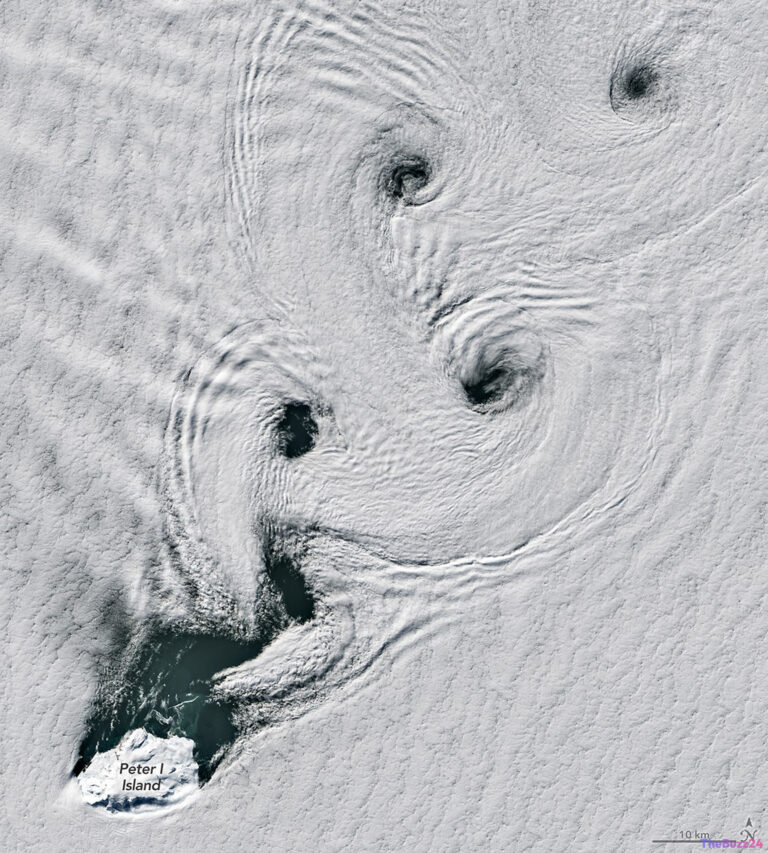 Atmospheric Artistry: Satellite Captures Rare Von Kármán Vortices Over Remote Antarctic Island