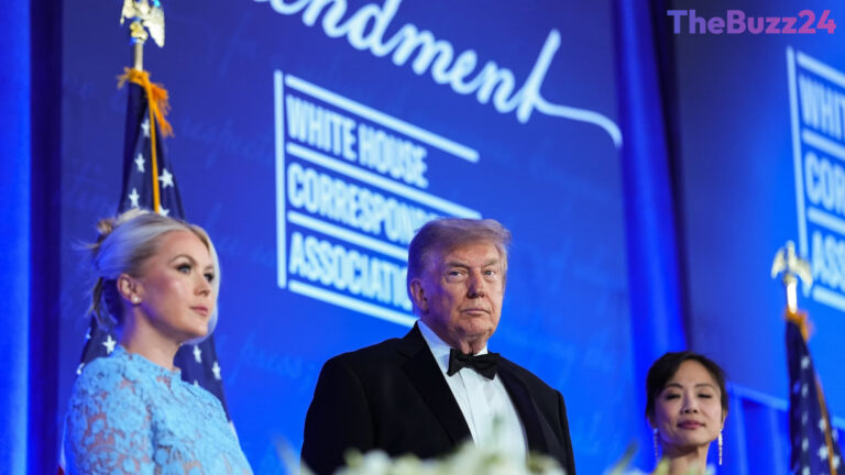 Trump Delivers Broadside of Humor and Rhetoric at Rescheduled Correspondents’ Gala