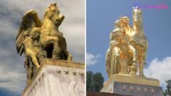 Washington DC’s Iconic Arts of War Statues Regilded in Pure Gold Spark Public Debate