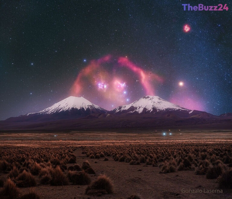 Cosmic Arch Over Twin Peaks: Stunning Astrophotography Captures Barnard’s Loop Above Bolivian Volcanoes