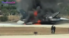 F-16 Fighter Jet Catches Fire After Emergency Landing at Greek Holiday Airport