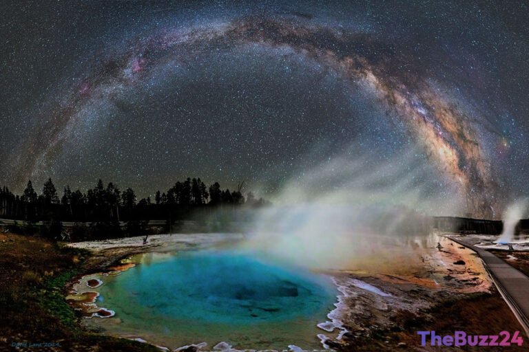 Galactic Spectacle: Milky Way Arches Over Yellowstone’s Silex Spring