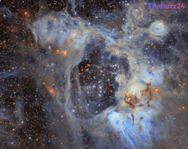 Cosmic Cavity: Hubble Captures Spectacular ‘Superbubble’ in Neighboring Galaxy