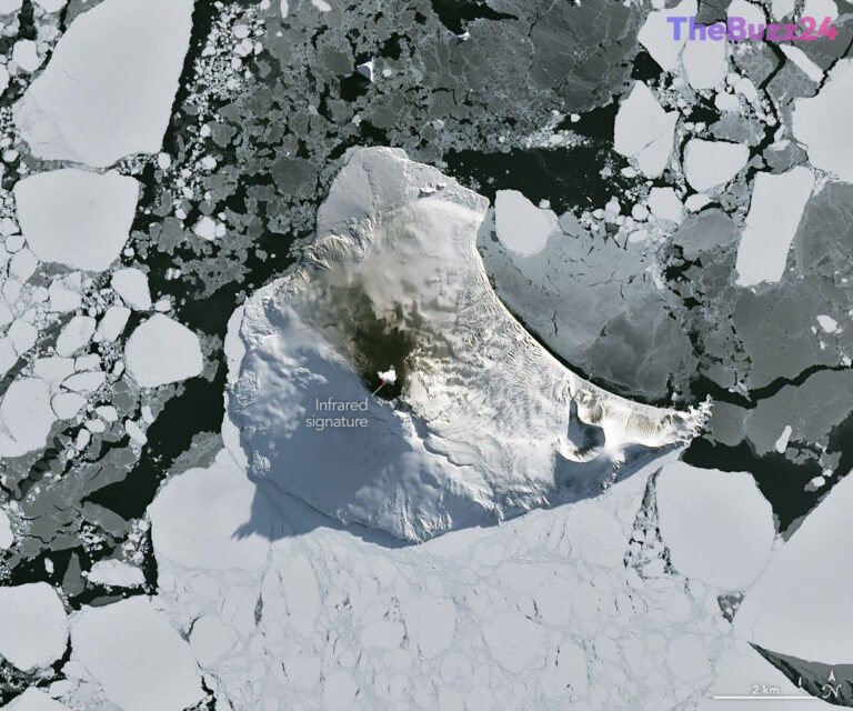 Antarctic Volcano Revealed: Mount Michael’s Persistent Lava Lake Captured from Space