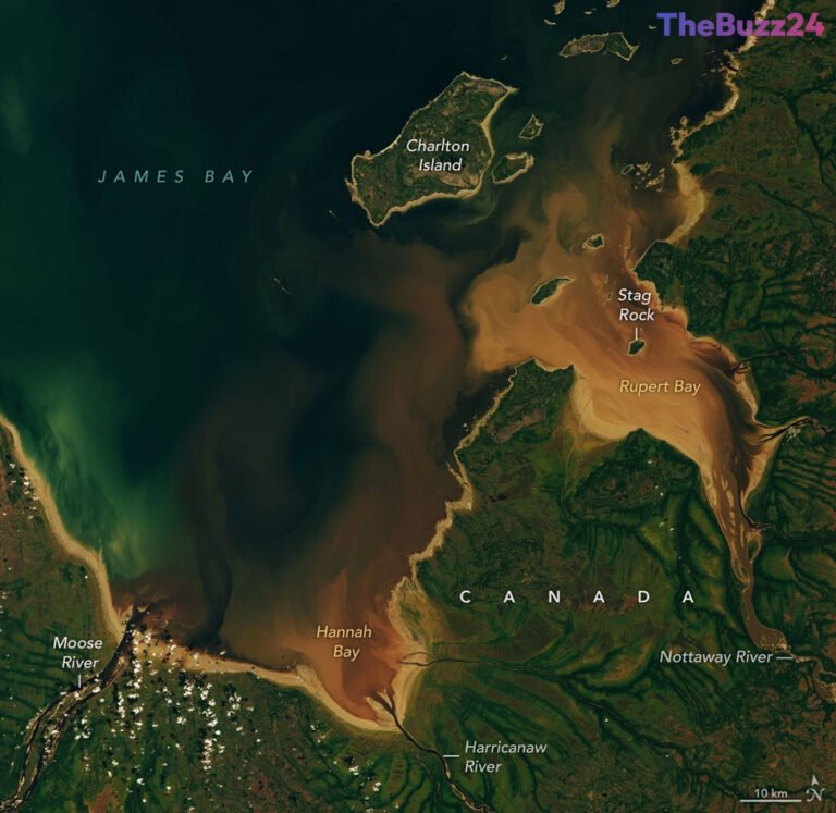 The Beaver Brown Waters of Canada’s Rupert and Hannah Bays Captured in Detail