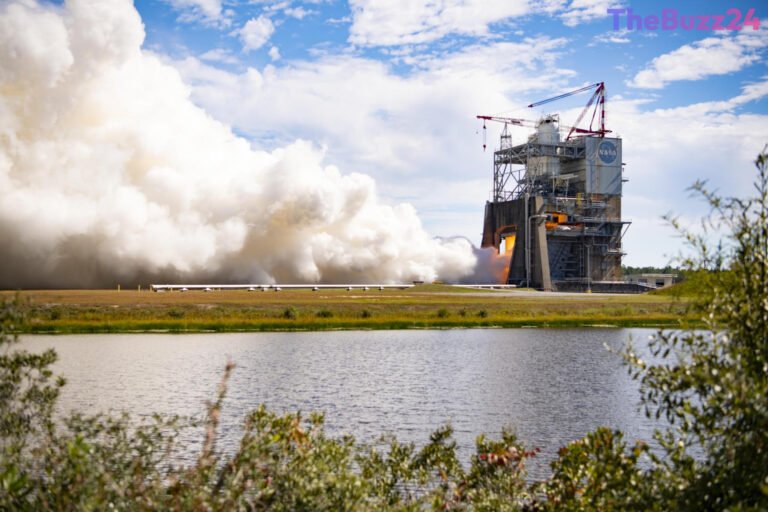 NASA Executes Crucial Hot-Fire Test on Artemis Rocket Engine at Stennis Space Center